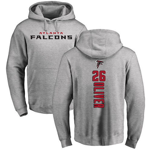 Atlanta Falcons Men Ash Isaiah Oliver Backer NFL Football #26 Pullover Hoodie Sweatshirts->youth nfl jersey->Youth Jersey